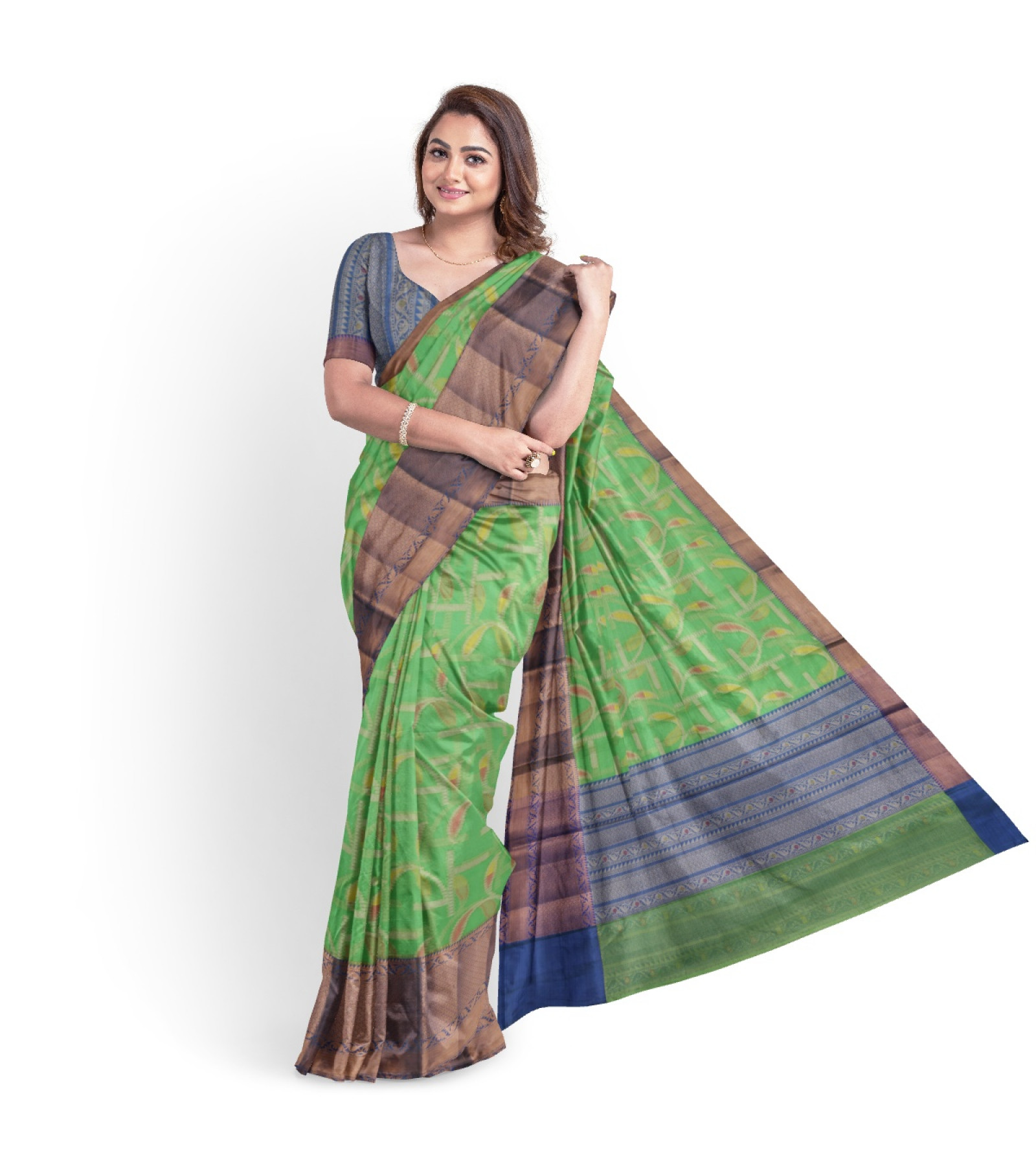 Exclusive Pista Green Embroidered Tussar Saree 